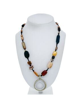Silpada Sterling Silver 925 Brass Teardrop Pendant Beaded Necklace 18"-20"